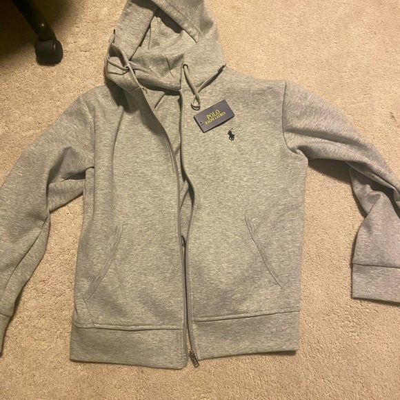 Grey polo Ralph Lauren Zip up (size M) - Picture 1 of 4